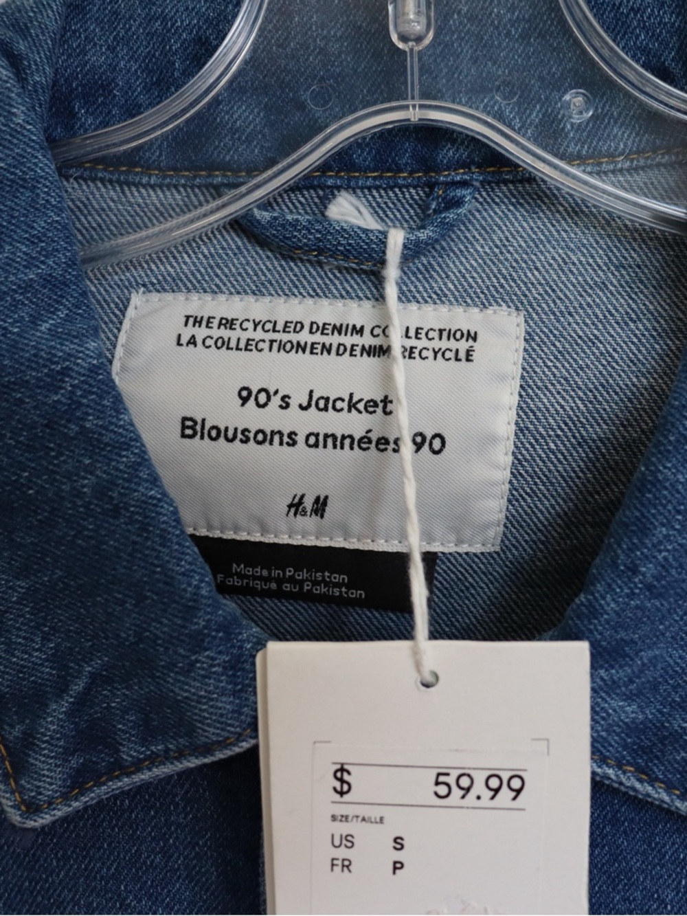 H&M 90s Denim Jacket NWT Women’s Small Blue Cropped Jean Jacket - Picture 7 of 10